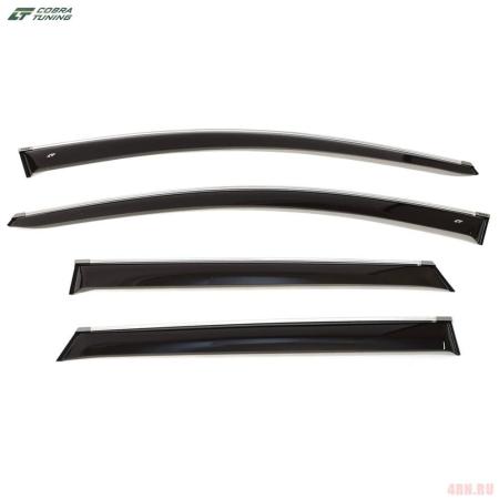 Дефлекторы окон Cobra для Nissan Tiida хэтчбек (2015-2018) с хромированным молдингом № N15215CR