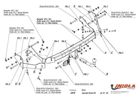 Фаркоп Imiola для Toyota Fortuner (2013-2015) № J.018