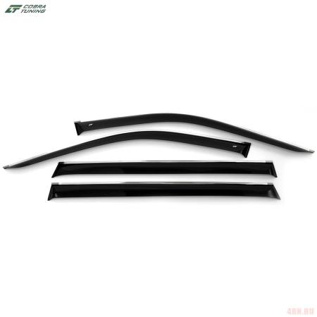 Дефлекторы окон для Toyota Highlander (2020-2025) с хромированным молдингом № T214720CR