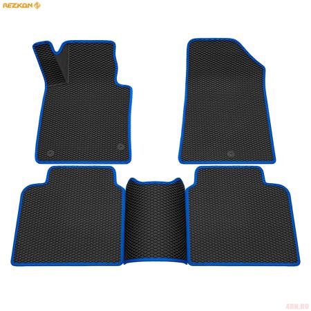 Коврики салона 3D EVA Ромб резиновые для Kia Optima (2016-2020) с синим кантом № 9221015203