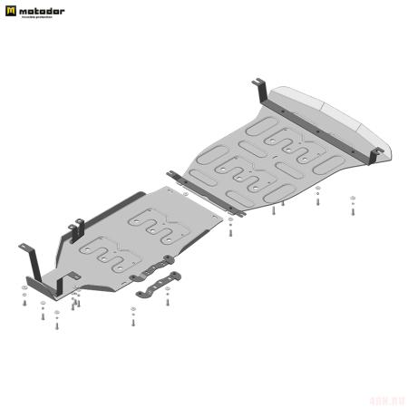 Защита картера, радиатора, КПП и раздаточной коробки для Jeep Grand Cherokee (2022-2025) № 35201