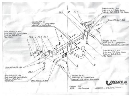 Фаркоп Imiola для Fiat 500X (2014-2024) твердое крепление № J.072