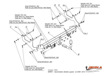 Фаркоп Imiola для Renault Sandero Stepway (2008-2014) № G.004