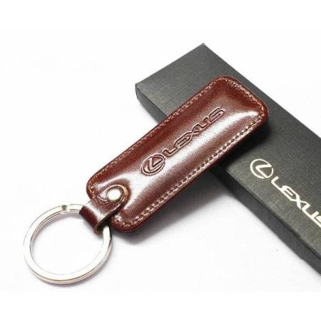 Брелок прямоугольный кожаный коричневый (с логотипом Lexus) № OT110-0327L