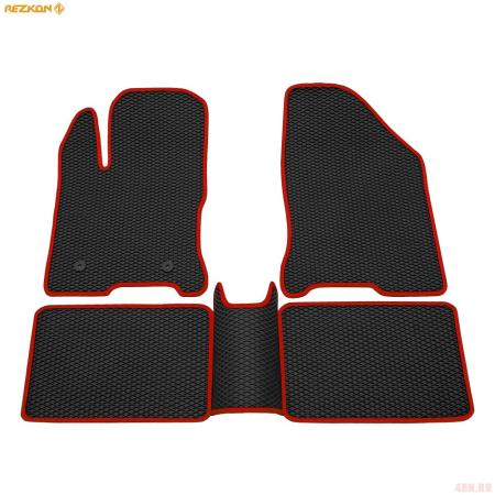 Коврики салона EVA резиновые для Lada (ВАЗ) Vesta (2015-2025) с красным кантом № 9039045104