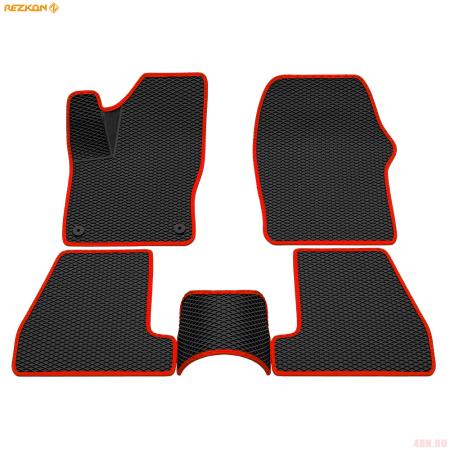 Коврики салона 3D EVA Ромб резиновые для Ford Focus 3 (2011-2018) с красным кантом № 9216010204