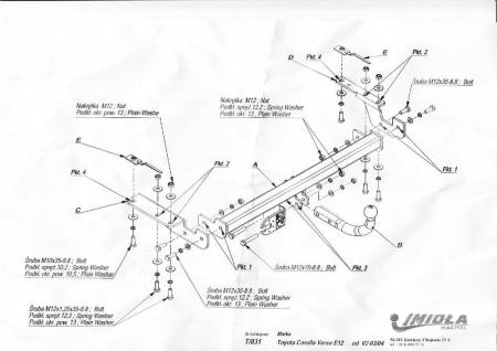 Фаркоп Imiola для Toyota Corolla Verso E12 (2002-2004) № T.031