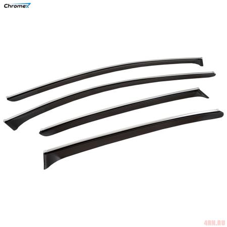 Дефлекторы окон Chromex для Mazda 3 хэтчбек (2019-2025) с хромированным молдингом № CHROMEX.63029