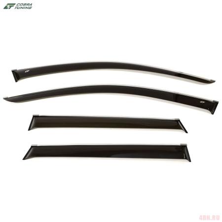 Дефлекторы окон для Skoda Karoq (2020-2025) широкие с хромированным молдингом № SE22620CR