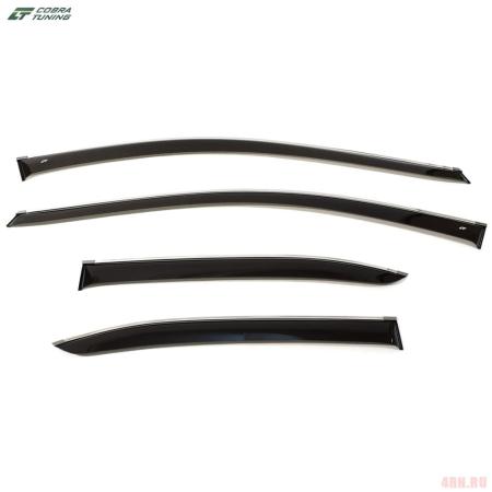 Дефлекторы окон для Toyota Corolla седан (2019-2025) с хромированным молдингом № T213319CR