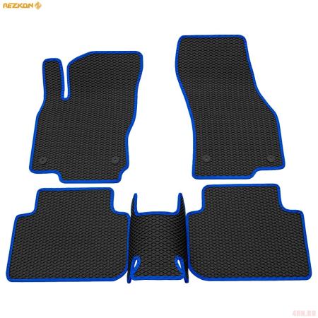 Коврики салона EVA cоты резиновые для Skoda Karoq (2020-2025) с синим кантом № 9030035103