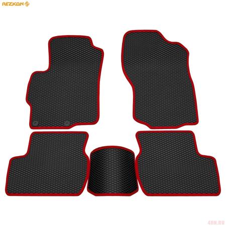 Коврики салона EVA резиновые для Mitsubishi Lancer 10 (2007-2015) с красным кантом № 9024010204