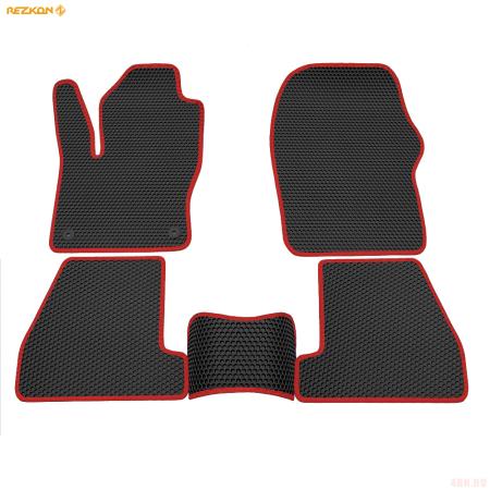 Коврики салона EVA cоты резиновые для Ford Focus 3 (2011-2018) с красным кантом № 9116010204