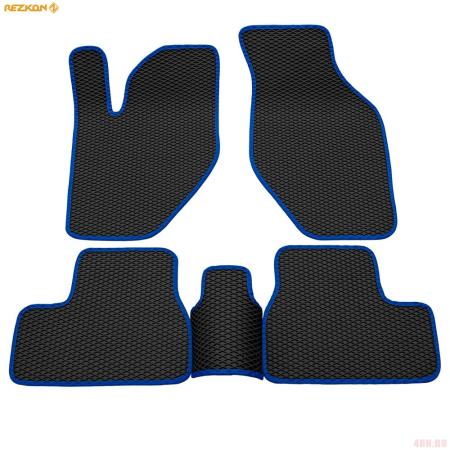Коврики салона Rezkon EVA резиновые для Lada (ВАЗ) Kalina (2004-2013) с синим кантом № 9039030103
