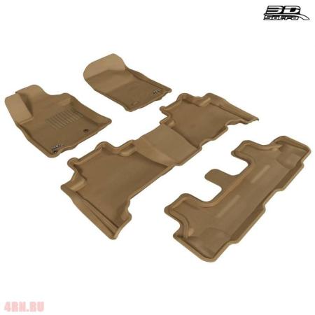 Коврики салона Sotra Liner 3D VIP бежевые для Toyota Land Cruiser Prado 150 (2009-2013) 3 ряда № ST 73-00038