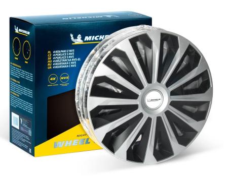 Колпаки колесные MICHELIN 14", "Космо", серебристо-черные, 4 шт. № 300270