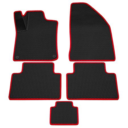 Коврики салона 3D Eva ромб резиновые для Geely Coolray (2020-2025) с красным кантом № 9217025104