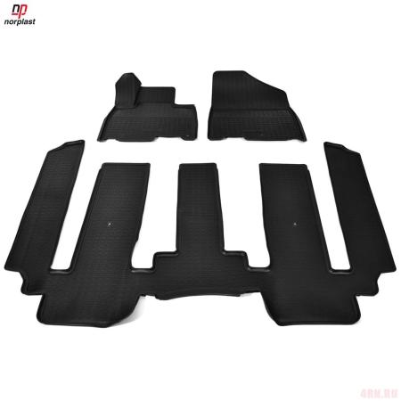 Коврики салона 3D для Kia Carnival (2020-2025) (1, 2 ряд 8-ми местная версия) № NPA10-C43-034