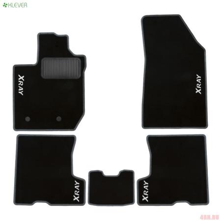 Коврики салона Klever текстильные Premium для Lada (ВАЗ) XRAY (2016-2022) 5 шт., цвет Сандал (для комплектаций с вещевым ящиком) № KVR00.052.034.01200kv