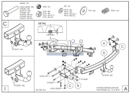 Фаркоп Galia для Hyundai Grand Santa Fe (2014-2018) № H094A