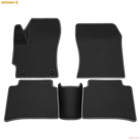 Коврики салона 3D EVA ромб резиновые для Toyota Corolla (2019-2025) с серым кантом № 9234015302