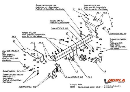 Фаркоп Imiola быстросъемный для Toyota Avensis седан (2009-2018) № T.A36