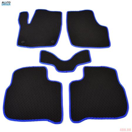 Коврики салона резиновые EVA для Skoda Rapid (2020-2023) соты с синим кантом № EVAS.0582.03