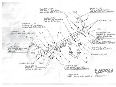 Фаркоп Imiola для Peugeot 3008 (2016-2023) быстросъемное крепление № P.A44