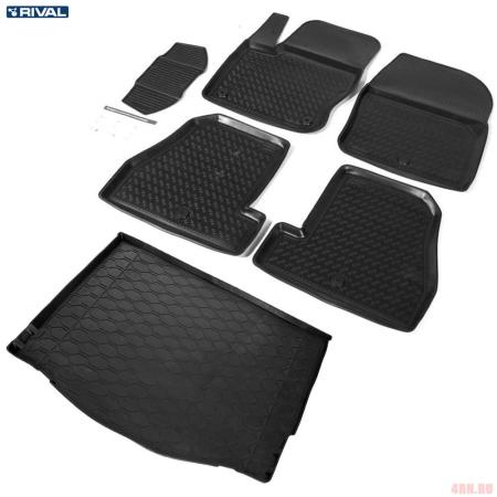 Комплект ковриков салона и багажника для Ford Focus 3 хэтчбек (2011-2018) № K11801005-3