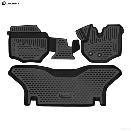 Коврики салона 3D для Toyota HiAce (2010-2019) правый руль, узкая кабина, 2 ряда, 3 шт. № ELEMENT3DA36509210k