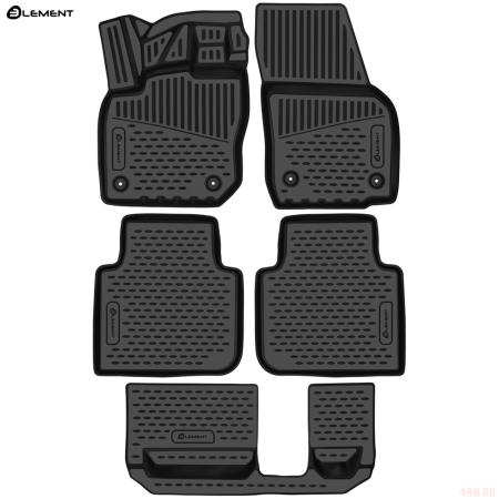 Коврики салона 3D для Skoda Kodiaq (2024-2025) 7 мест, 5 шт. № ELEMENT3DAN1077210k