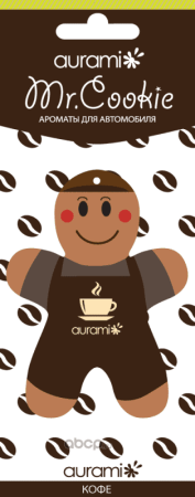 Ароматизатор пропитанный подвесной пластинка Mr. Coockie кофе AURAMI CK-201