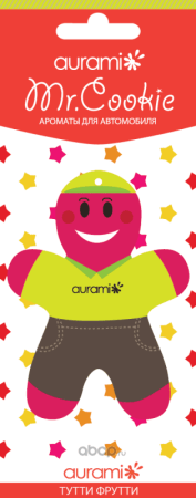 Ароматизатор пропитанный подвесной пластинка Mr. Coockie тутти фрутти AURAMI CK-207
