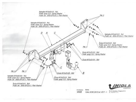 Фаркоп Imiola для Volvo XC60 (2017-2024) быстросъемное крепление № V.A35