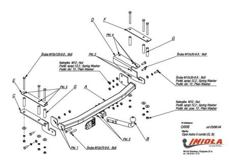 Фаркоп Imiola для Opel Astra G универсал (1998-2004) № O.008