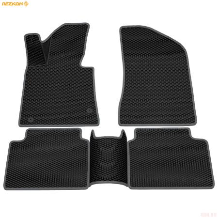 Коврики салона 3D EVA ромб резиновые для Kia K5 (2020-2025) с серым кантом № 9221065102