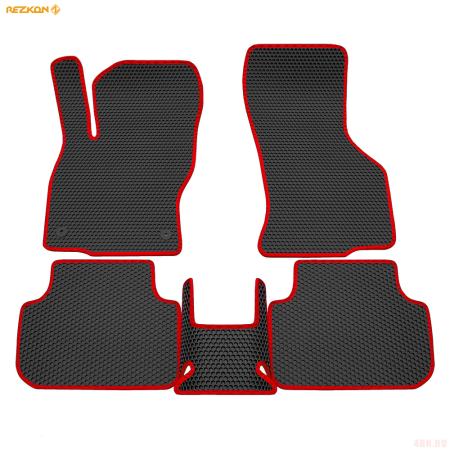 Коврики салона EVA cоты резиновые для Volkswagen Jetta (2020-2025) с красным кантом № 9135010304