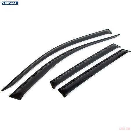 Дефлекторы окон для Skoda Karoq (2020-2025) с хромированным молдингом (по краю двери) № 35106001