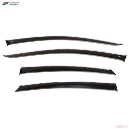 Дефлекторы окон Cobra для Hyundai Sonata (2014-2019) с хромированным молдингом № H25914CR