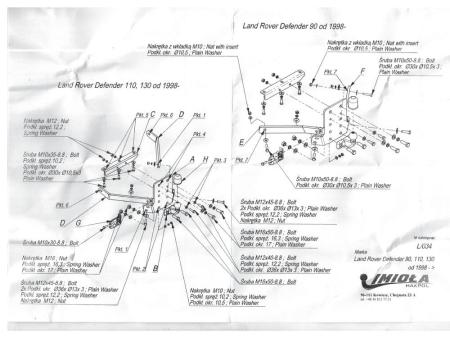 Фаркоп Imiola для Land Rover Defender 90 (1998-2007) фланцевое крепление № L.034
