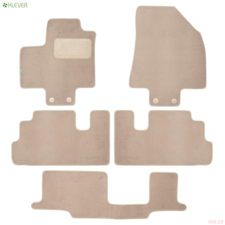 Коврики салона текстильные Premium для Nissan Pathfinder (2021-2025) 8 мест, 5 шт. бежевые № KLEVER0403606622112kh