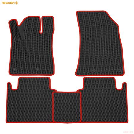 Коврики салона 3D EVA Ромб для Geely Atlas Pro (2021-2025) с красным кантом № 9217030104