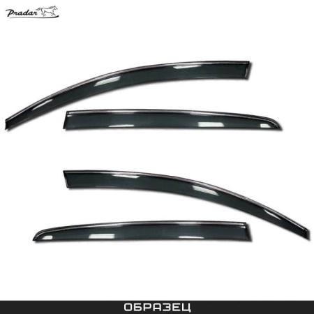 Дефлекторы боковых окон Pradar для Toyota Land Cruiser 200 (2008-2012) с хромированной полосой № SI 11-00025