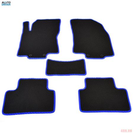 Коврики салона резиновые EVA для Nissan Qashqai (2015-2021) (Российская сборка) соты с синим кантом № EVAS.0478.03