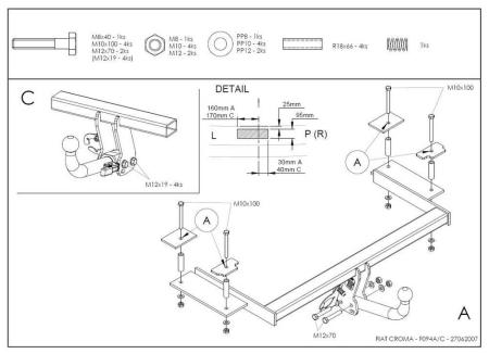 Фаркоп Galia для Fiat Croma (2005-2008) № F094A