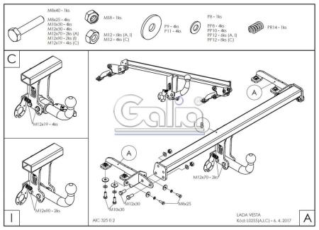 Фаркоп Galia для Lada (ВАЗ) Vesta № L025A