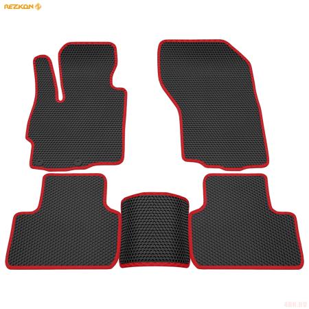 Коврики салона EVA соты резиновые для Mitsubishi ASX (2010-2022) с красным кантом № 9124005104
