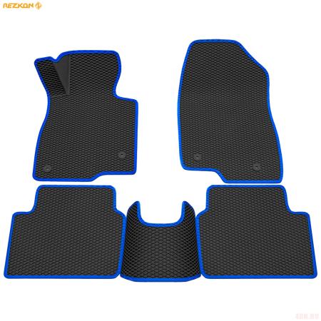 Коврики салона 3D EVA ромб резиновые для Mazda 3 (2013-2018) с синим кантом № 9223010203