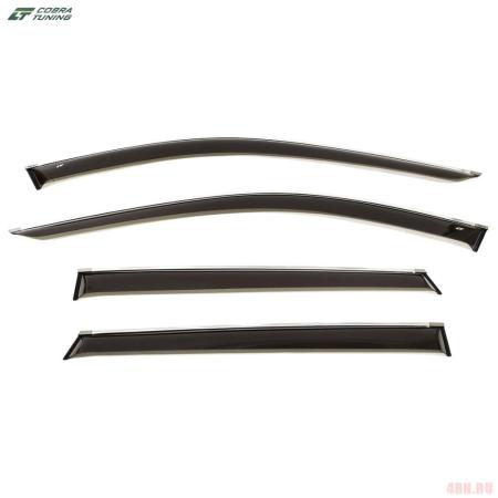 Дефлекторы окон для Mazda CX-5 (2017-2025) с хромированным молдингом № M24317CR