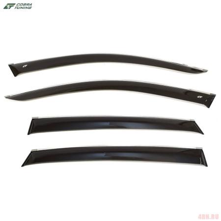 Дефлекторы окон для Renault Arkana (2019-2025) EuroStandard, с хромированным молдингом № RE14619CR